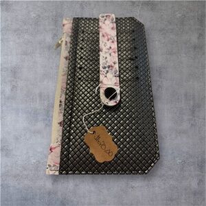 Black and Floral Textured Wallet